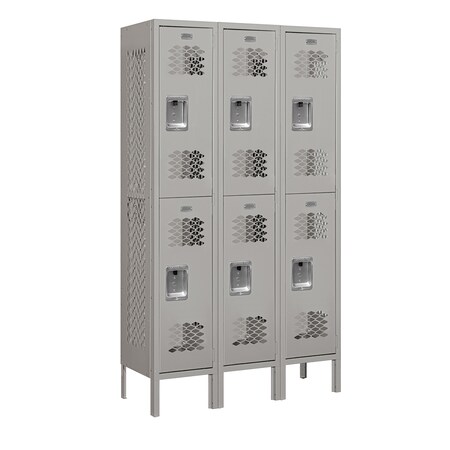 Salsbury Industries 2 Tier Vented Locker, 36"Wx66"Hx12"D, 6 Door, Gray, Assembled 72352GY-A